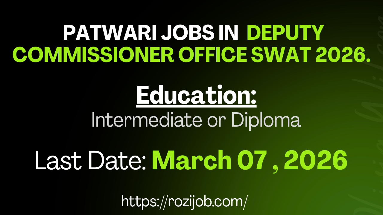 PATWARI JOBS IN DEPUTY COMMISSIONER OFFICE SWAT 2026.